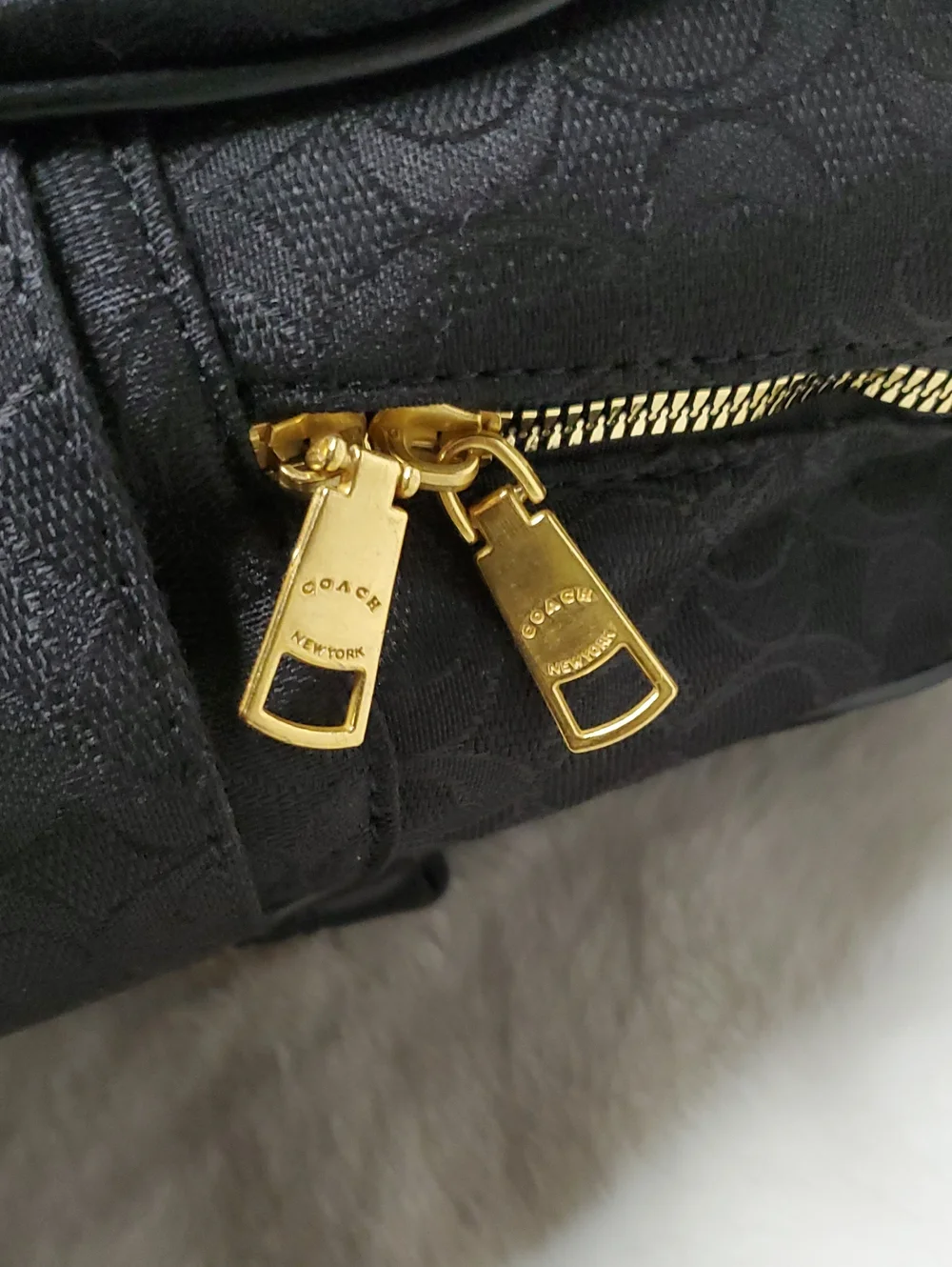 Coach Black Signature Mini Backpack with Gold Hardware